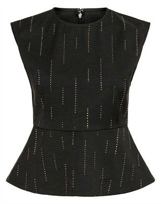 GZAdira Peplum Top - Dark Grey Melange
